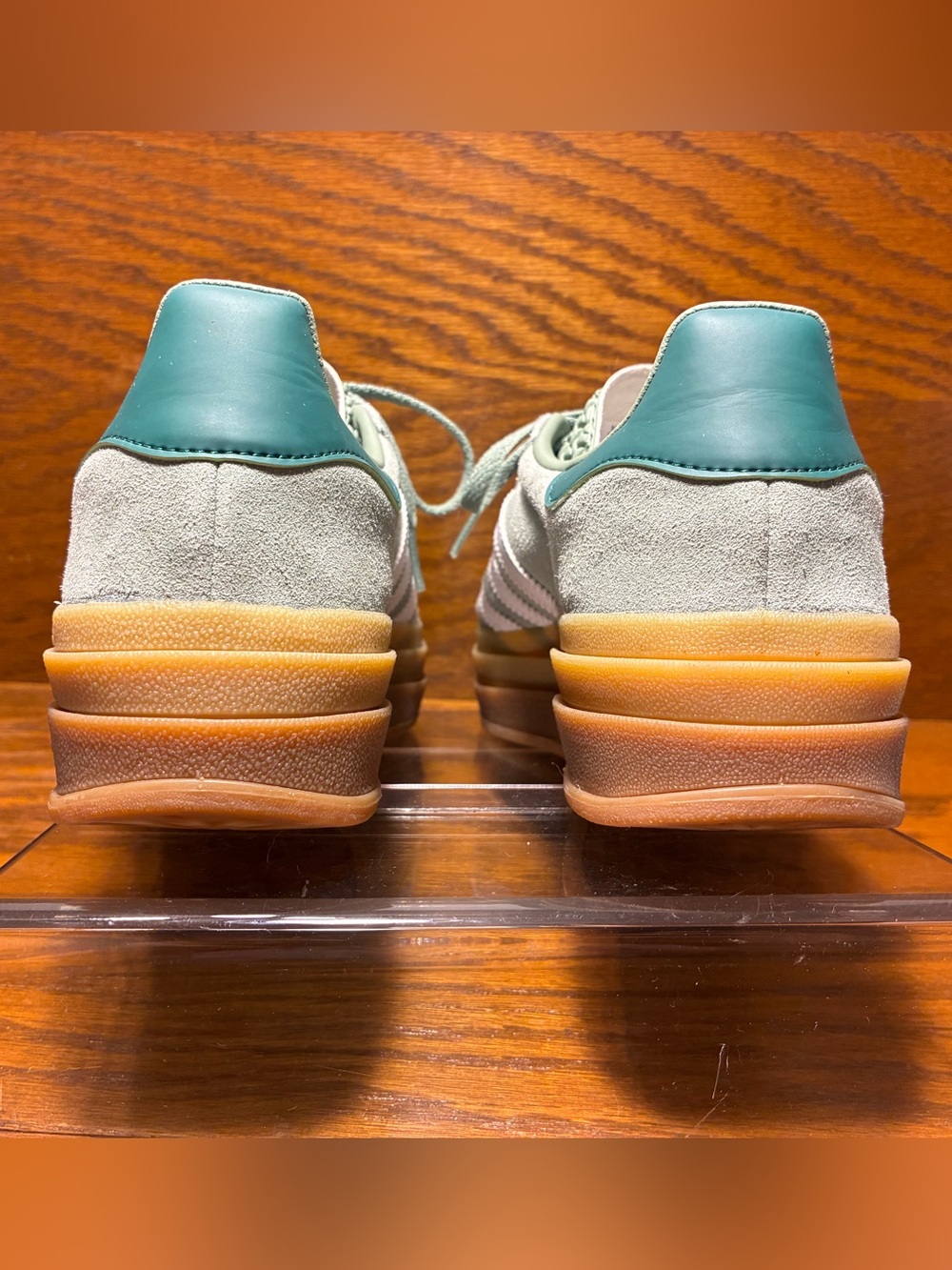Adidas Gazelle Bold Suede Platform Gum Sole Sneakers Sage Green Women’s 6.5 - Picture 3 of 16